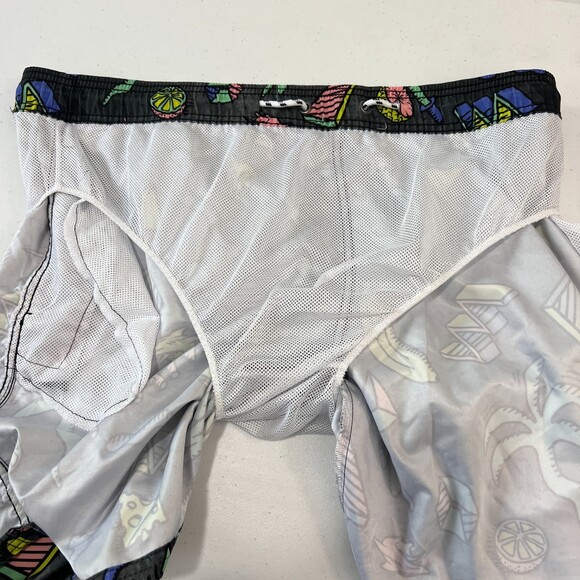 Maui and Sons Black Island Slice Swim Trunks Brief Liner Drawstring Men's XL - Picture 3 of 12